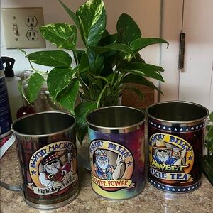Bayou Billy Tin Can Mugs, Sweet Dixie Tea, Flower Power & Highland Games.